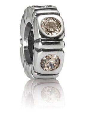 PANDORA Trinity Champagne CZ Spacer Authentic Sterling Silver Zirconia Charm